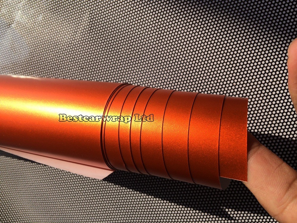 orange matt chrome vinyl wrap matte orange metallic film car wraps (3)