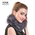 YCFUR Fashion Women Fur Scarf Winter 2016 Knitted Genuine Fox Fur Wraps For Ladies Real Fox