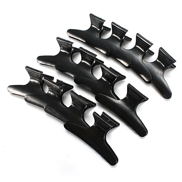 Free Shipping 12Pcs Salon Hairdressing Hairdressers Black Hair Clamps Clips Claw Section Butterfly Styling Tools