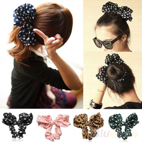 Hair Accessories Lovely Big Rabbit Ear Bow Headband Ponytail Holder Hair Tie Band Korean Style 06LW