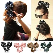 Hair Accessories Lovely Big Rabbit Ear Bow Headband Ponytail Holder Hair Tie Band Korean Style 06LW