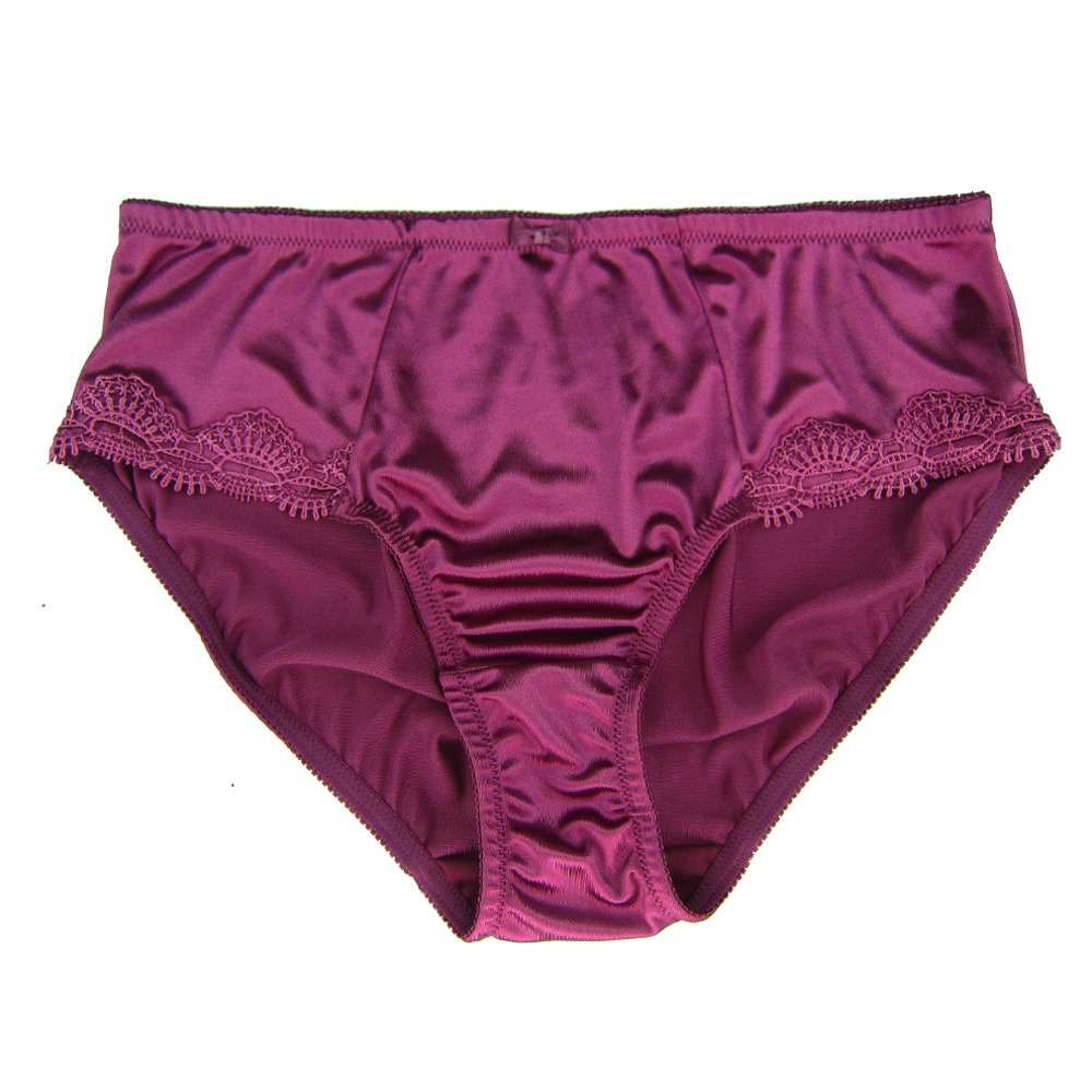 Women Plus Size Panties High Waist Satin Embroidery Panty Underwear XL 