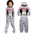 2016 New Catoon Mickey Children Kids Boys Clothing Sets Autumn Long Sleeve Suits Cotton Casual Hooded