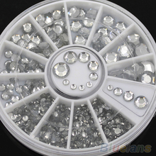 6 Size Nail Art 3D Crystal Glitter Rhinestone Tips Decoration Wheel 03F8