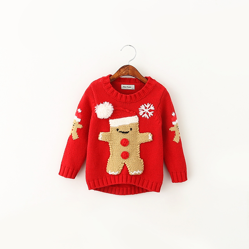 Toddler Girl Fashion Baby Wool Winter Snow Pattern Character Sweater Autumn 2015 Christmas Pullovers Children Clothing 6pcs/lot