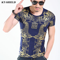 New fashion printed men t shirt luxury brand short sleeve men t shirt tops cotton slim