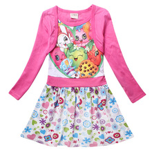 Cleanstock Promotions!! 2016 Pink Pattern Girl Dress Fashion Character Full Sleeve Dress For 6-12 Years Girl Chothing