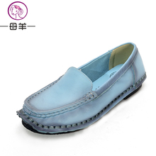 2016 New Fahion Spring And Autumn Handmade Women Shoes Woman Loafers Genuine Leather Shoes Flat Casual Work Shoes Women Flats