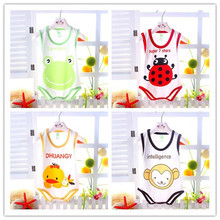 2015 hot sell high quality baby bodysuit newborn clothing sleeveless summer style cartoon animal kids outfits