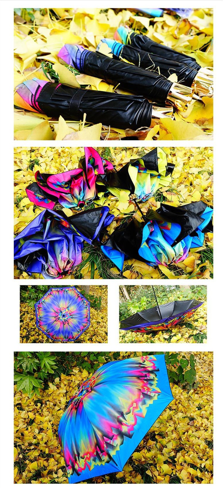 The new creative Women parasol colorful Umbrella black glue UV sunshade umbrella Colorful Female Sunny And Rainy Umbrella HI14 (4)