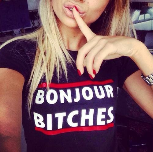 2015women\'s t shirt summer style bonjour bitches c...
