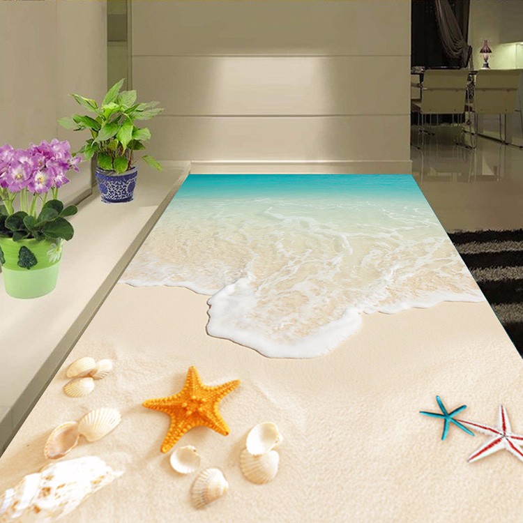 ورق حائط مخصص ثلاثي الأبعاد مقاوم للماء للحمام صدفة شاطئ مموج نجم البحر غير قابل للانزلاق floor wallpaper 3d floor wallpaperwallpaper waterproof aliexpress