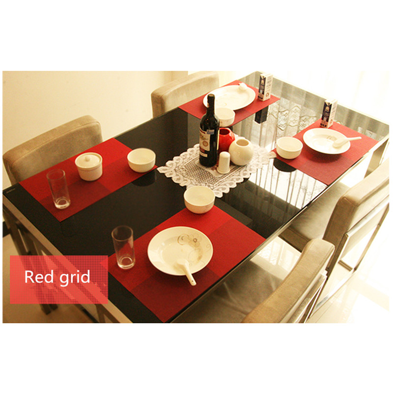 Trendy font b Tartan b font Table Mat 30 45CM PVC Heat Insulation Pad European Style