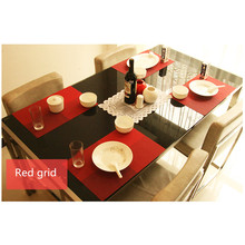 Trendy Tartan Table Mat 30*45CM PVC Heat Insulation Pad European Style Desktop Ornaments Non-slip Placemat Eat Mat Plate Mat