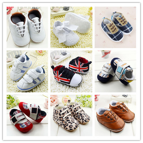 Anti slip Soft Sole Sneakers 3 18M Baby Boy Girls Crib Shoes Faux PU Leather Cotton