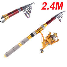 2.4M 7.87FT Portable Telescope Carbon fiber Fishing Rod Travel Spinning Fishing Pole+ 6BB Fishing Spinning Reel AF3000 5.5:1