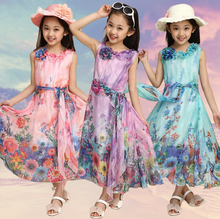 Summer 2015 New Fashion matching mother daughter clothes,Bohemian Flowers Sleeveless girl dress women dress kids clothes