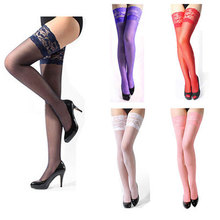 Free shipping Sexy Womens Sheer Lace Top Thigh High Stockings 6 Colors