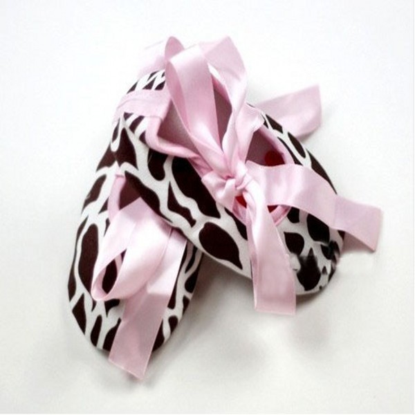 Infant Baby Toddler Girl Dot Damask Zebra Leopard Print Silk Ribbon Shoes
