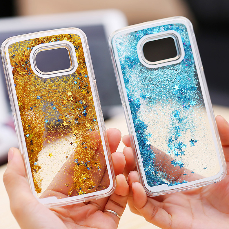 S6 Edge Capa Cute Liquid Glitter Sand Quicksand Star Phone Cases For Samsung Galaxy S6 Edge