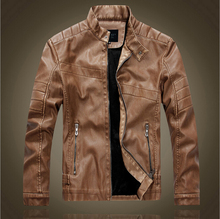 autumn winter new man Motorcycle plus size keep warm leather jacket coats korean men slim-fitting brown leather coat hot sale