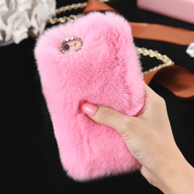 Новый 100% реальный кролик меховой чехол для iPhone 6 6 s / 6 s плюс мода роскошный милый мультфильм волосы шику Diamong для iPhone 6 плюс