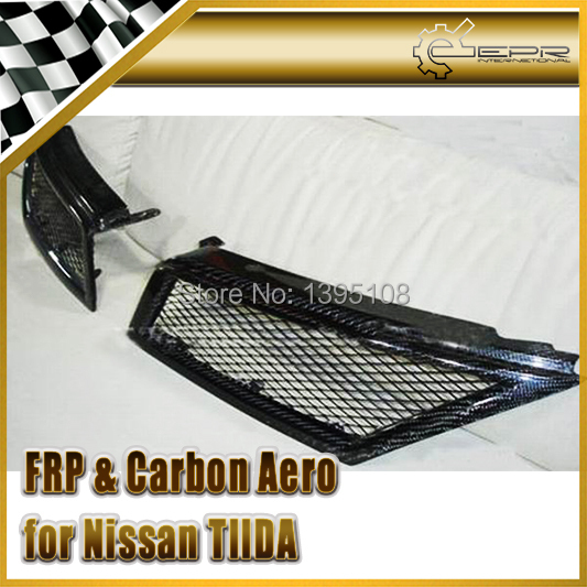 2014 Newest Car Styling For Nissan Tiida Carbon Fiber Mesh Grill Streamline Front Bumper Grille Luxury Car Grills
