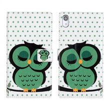 Cute Cartoon Painting PU Leather Mobile Phone Cases Accessories For Sony Xperia Z2 L50w L50 C770x Flip Wallet Stand Cover Case