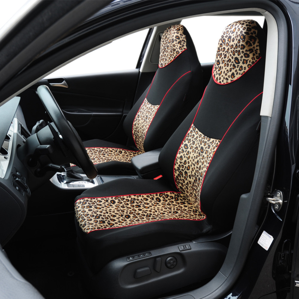 Set of 2 Universal-Fit Animal Print Front Bucket SUV Truck Seat Cover w// Arm Rest Opening Zebra Pink