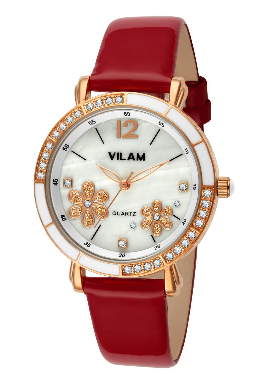 2016 New Brand VILAM Flower Rose Gold Japan Quartz Watch Women Dress Watch Leather Wrist Ladies Watches Diamond Relogio Feminino
