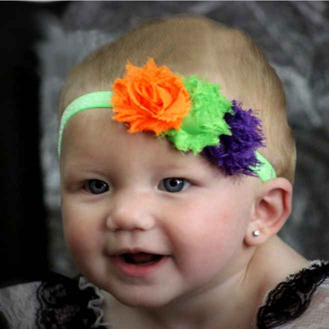 1 pieces New Arrive Halloween Style Baby 3 Flower Hair Band Chiffon Ribbon Baby Headband Elasticity
