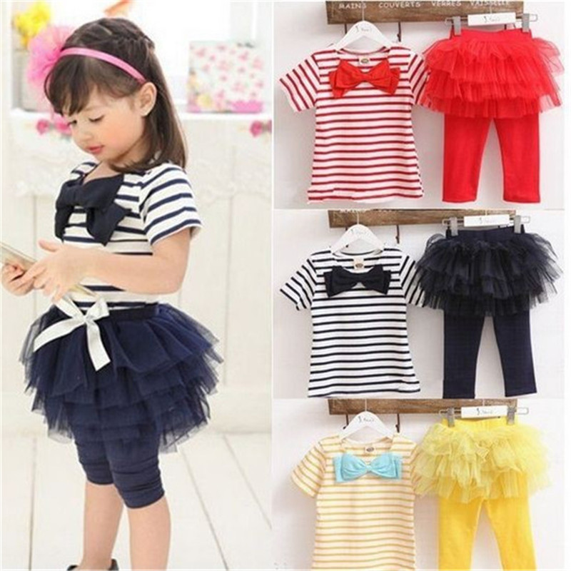 free shipping Kids set summer wear Short sleeve set Children clothing suit t shirt pants girls