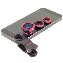 Free shipping 3 In 1 Universal Clip Mobile Phone Lens for iphone Samsung I9300 n7100 for HTC  Fish Eye + Macro + Wide Angle
