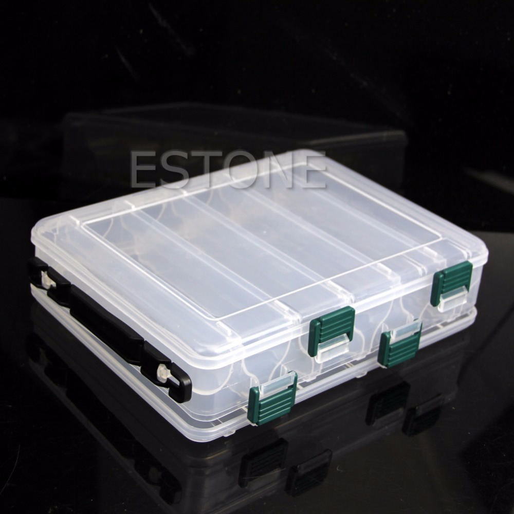 Double Sided 12 Compartment Fishing Lures Tackle Hooks Baits Case Storage Box