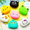 2017 New Fashion Animals Girls Silicone Small Mini Change Women Key Wallet Coin Purses Earphone kawaii