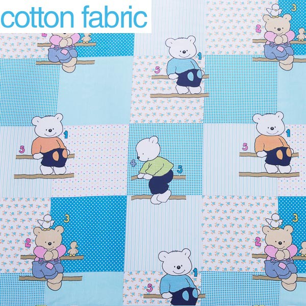 1 meter Bear ski cartoon printed 100% cotton fabric for sewing,soft baby cotton fabric for bedding,sale for meter,Width 160 cm