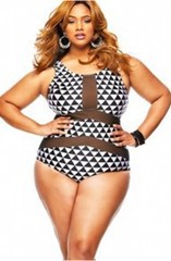 Plus-Size-Mesh-Insert-Trigon-Print-Teddy-Swimsuit-LC41429