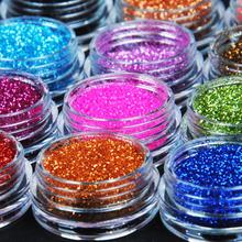 Beauty 12 Color Set Metal Glitter Nail Art Tool Kit Acrylic UV Powder Dust gem Polish