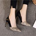2017 New Hot Sexy Snakeskin Style Pointed Toe Women Pumps Shoes Thin High heeled Women Single