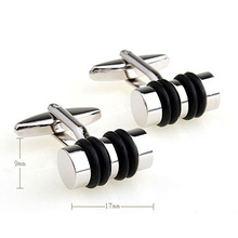 C-MAN Luxury shirt Black cufflink for mens Silver Brand cuff buttons cuff links High Quality Silver abotoaduras Jewelry