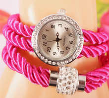 2015 nueva moda de nueva Hawaii joyería del partido crystal relojes mujeres RhinestoneChain reloj de cuarzo de cuero