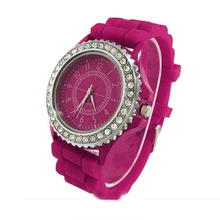2016 hot Lost Money Sale good quality Geneva 3 colors Silicone watch ladies women students Crystal Wrist Jelly Sports Watches