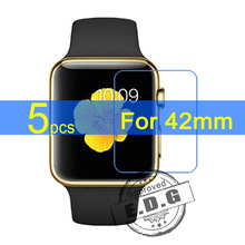 5pcs Gloss Ultra Clear LCD Screen Protector Film Cover For Apple Watch 42mm Film + cloth