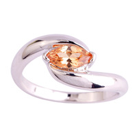 lingmei Wholesale Fashion Jewelry Marquise Cut Morganite 925 Silver Ring Size 6 7 8 9 10 11 Women Wedding Party Free Shipping