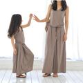 2016 New family matching clothing gray color dress summer girls clothes for mother and daughter couple
