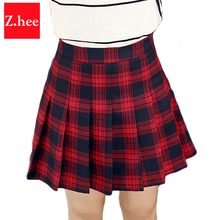 Woolen Tartan High Waist Women Skirts Mini Plaid Pleated Female Winter Skirt Autumn Warm School Skater Skirt Japanese Style