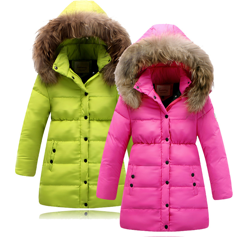 Baby Girls Winter Coat 2015 New Chidren Jackets Duck Down Kids Winter Jackets for Girls Outerwear Fur Collar Long Girls Jackets