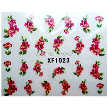 Min order is 10 mix order Water Transfer Nail Art Stickers Decal Beauty Red Peony Flowers