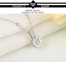 2015 Necklace Fashion Women Jewelry Round Cut Zircon Pendant Necklace Real Platinum Plated Classic Wedding Necklace