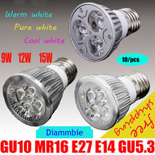 10pcs/lot High power CREE Led Lamp Dimmable E27 9W 12W 15W 110V 220V Led spot Light Spotlight led bulb downlight lighting